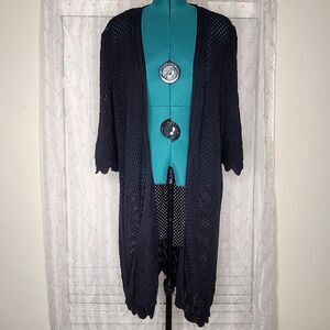 Lane Bryant Black Crochet Whimsigoth Witchy Stevie Nicks Cardigan Duster 22 / 24